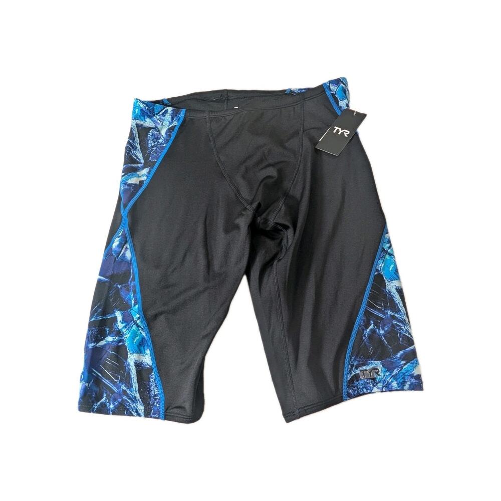 TYR Men's Size XL (38) Durafast Blade Elite Jammer Swimsuit, Blue Ice NWT